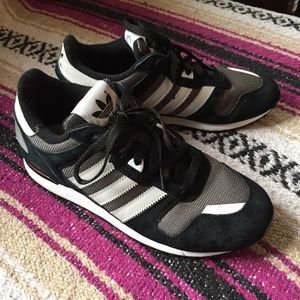 Adidas Black Gray White Suede Sneakers Womens 8.5